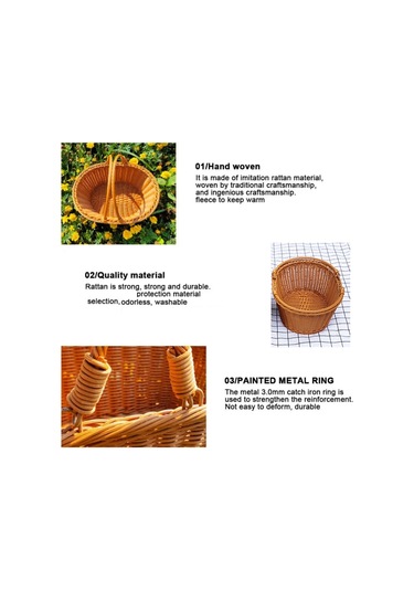 Xiaaokeji El Yapımı Saplı Taklit Rattan Piknik Sepeti Diğer