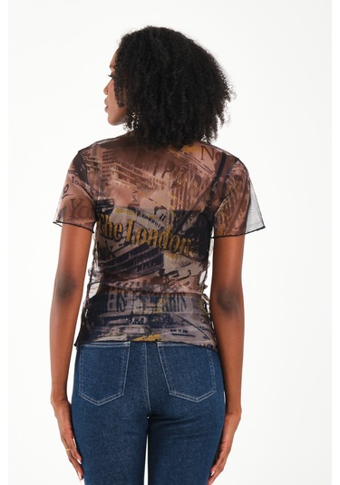 Kare Yaka Tül Bluz Yeşil