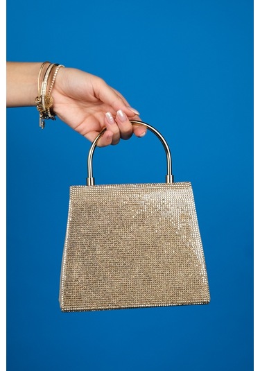 Luvishoes Lamaya Altın Taşlı Kadın El Çantası Altın