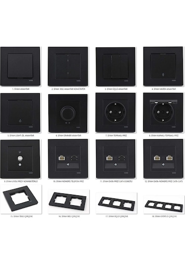 Viko Novella Siyah Data-Nümeris Priz Çerçeveli