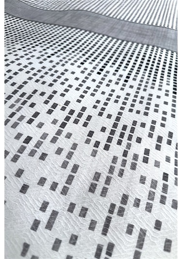 Alla Turca Çift Kişilik Modern Mozaik Desenli Pike Gri 200x240 Cm %100 Pamuk Gri - Beyaz