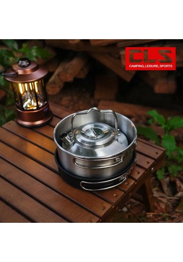 "cls 1l Ultra Hafif Paslanmaz Çelik Kamp Su Isıtıcısı Taşınabilir Açık Hava Çaydanlığı Ve Kahve Potu" Gümüş