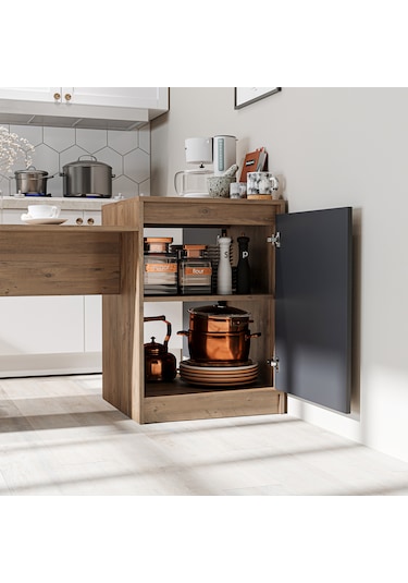 Milano Bar Masası Dolaplı Yüksek Mutfak Yemek Masası