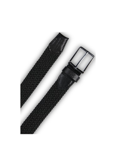 Mft Leather Hakiki Deri Erkek Örgü Kemer 3,5cm, Siyah 9863 Siyah