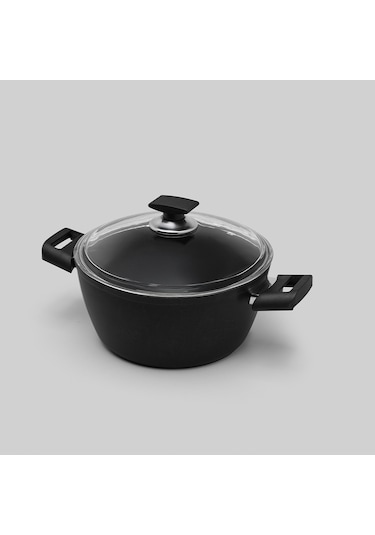 Hisar Optima Ares Titanyum Derin Tencere 24 Cm Siyah