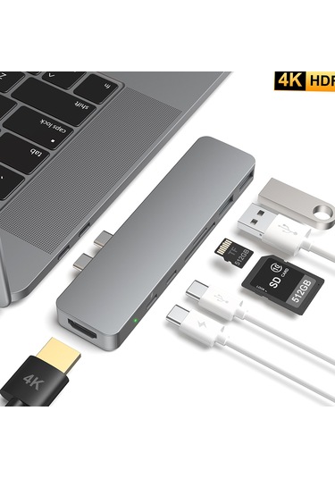 Springsun Usb-c Hub Alüminyum Alaşımlı 7'si 1 Arada Çoklu Bağlantı Noktalı Hub