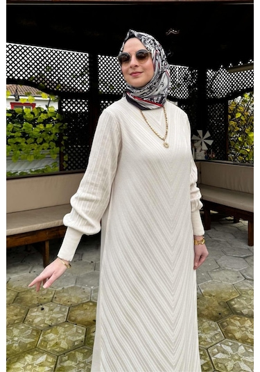 Yağmur Triko Elbise Taş Normal