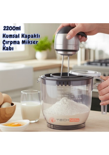 Technow Vip Ahmet Vp-023 2200ml Kumsal Kapaklı Çırpma Mikser Kabı Füme