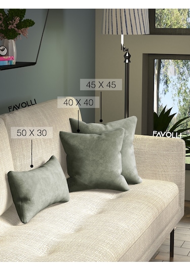 Br Favolli Kadife Dokulu Enginar Rengi Kırlent Kılıfı Dream Serisi Punch Için Uygun Gizli Fermuar Enginar Rengi