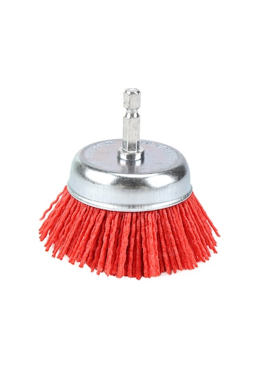 Singree Matkap İçin 3 İnç Naylon Tel Fırça - 1/4 İnç Şaftlı Kırmızı