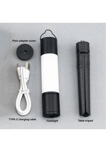 Açık Hava Kamp Led Teleskopik El Feneri Tripod Somunları,c Siyah