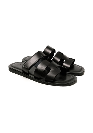 The Sandals Factory Black Sandalet Erkek M7897 The Sandals Factory Leather Upper Sandals Black