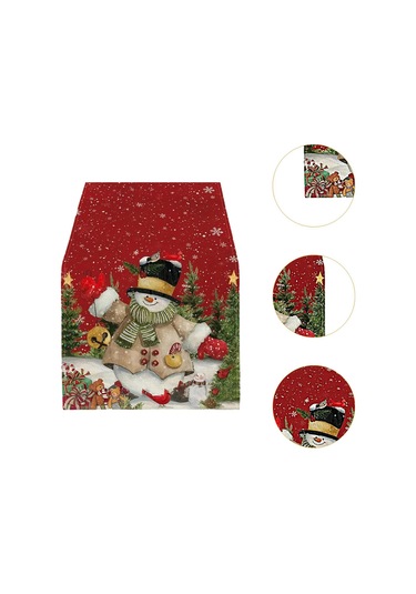 Suntek Dikdörtgen Masa Örtüsü Festival Mevsimlik Kış Kardan Adam