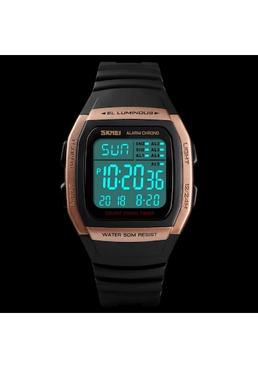 Suofeng 1278 Modeli Çift Zamanlı Akıllı Saat - 50m Su Geçirmez, Luminöz Ekran, Pu Kordon Ve Duraklayıcı Fonksiyonları Gül Altın Yeşil