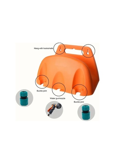 Gateesat Turuncu Duvar Tipi Bahçe Hortumu Askısı, Ağır Hizmet Plastik Su Borusu Saklama Rafı, 13.5"x11.5"x8.85"