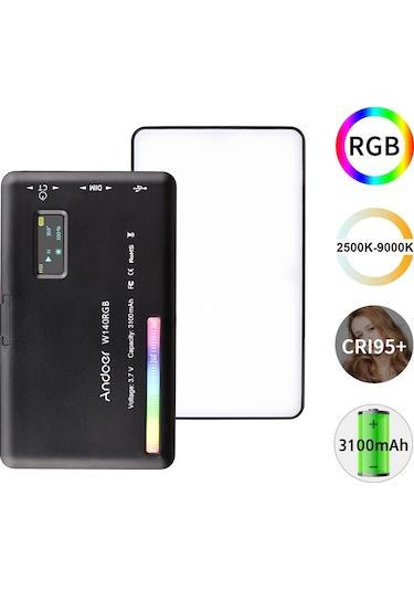 Andoer W140 Rgb Cep Klipsli Rgb Video Işığı Siyah Siyah
