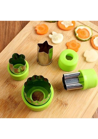 Yeşil 12 Adet/takım Sebze Meyve Kesici Paslanmaz Çelik Çiçekler Karikatür Şekli Kalıp Kek Bisküvi Kesme Kalıp Mutfak Kurabiye Kesici