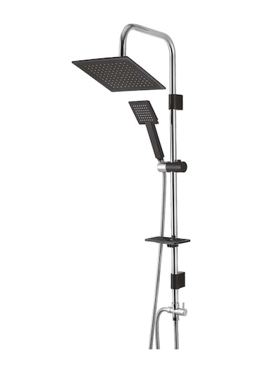 Siyah Krom Square Tepe Duş Seti