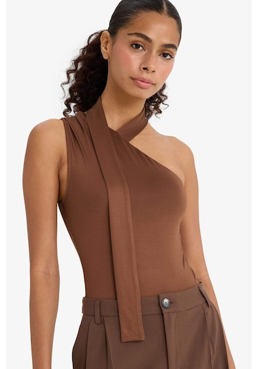 Defacto Tek Omuzlu Bağlama Detaylı Çıtçıtlı Body F9569ax25hsbn316 Kahve