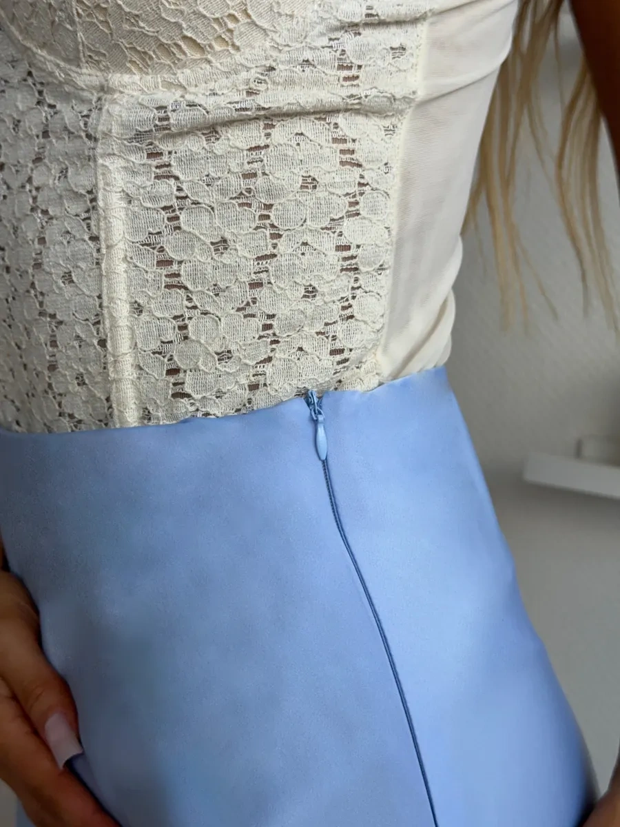 Knitbeat Kadınlar İçin Lastikli Saten Etek 448200513 Açık Mavi