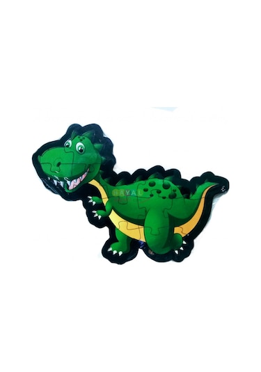 Yeşil Dinazor Şekilli Ahşap Puzzle Yapboz Yeni Ürün