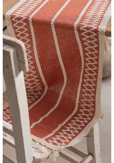 Vivamaison Pamuk Dantel Runner Masa Örtüsü 35 x 145 Kiremit