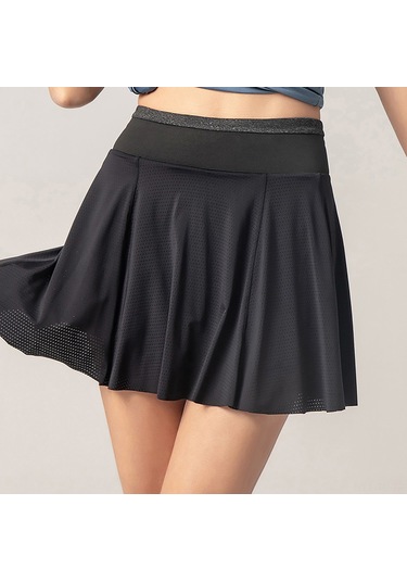 Skycity Spor Etek Şort: Nefes Alabilen, Hızlı Kuruyan, Yüksek Belli Antrenman Eteği Cep Detaylı SiYAH