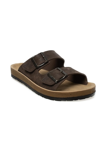 Muya 31330m Allen Çift Bant Kahverengi Erkek Terlik Kahverengi