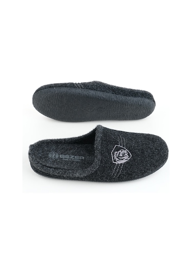 Gezer Kışlık Gondol Erkek Ev Terliği Siyah