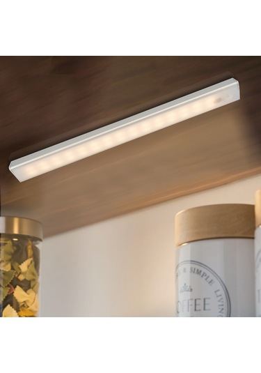 Ranyeek Alüminyum Koltuk Dolabı Lambası - 120 İnsan Ve Işık Sensörlü, 300lm, 2000mah Pil, Usb-c Şarj, 60 Led 2835, Sürekli Aydınlatma, Manyetik Montaj, Tekli Paket Beyaz