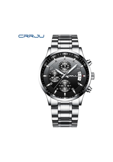 Crrju/kajun 2214 Yeni Erkek İş Saati Erkek Saati Altı Pimli Kronograf Çok İşlevli Paslanmaz Çelik Saat Silverbandblackface Diğer