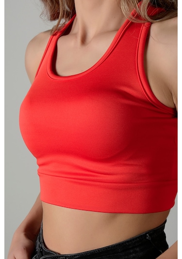 Terapi Men Kırmızı Sırt Detaylı Fitted/vücuda Oturan Kare Yaka Spor Bluz Kırmızı