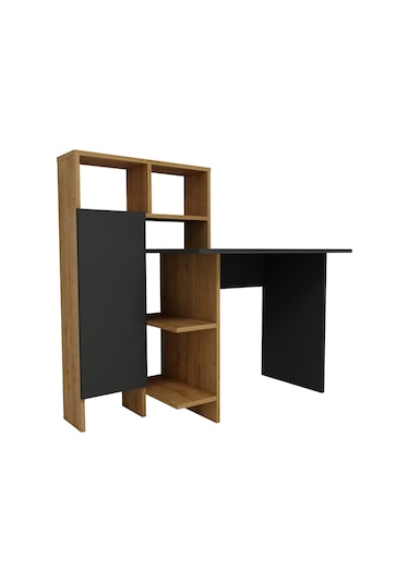 Arnetti Buğra Dolaplı Raflı Çalışma Bilgisayar Masası Antrasit Safirmeşe Antrasit - Safirmeşe