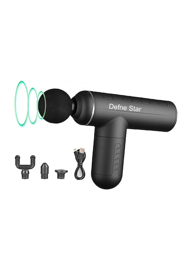 Defne Star Darbeli Titreşimli Şarjlı Masaj Tabancası Siyah