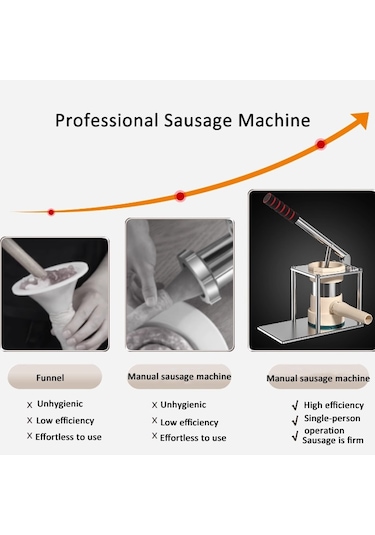 Sones Kol Presli Sosis Yapıcı Dikey Hızlı Manuel Sosis Doldurma Aleti 5 Nozullu Diğer