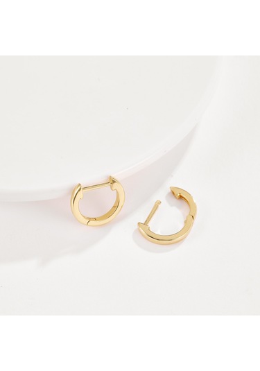 14k Altın Kaplama, Altın, S925 Ayar Gümüş Manşet Küpe Huggie Gold