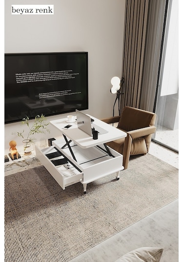 Kolexonline Nino Akıllı Sehpa Tekerli Ayaklı Çekmeceli