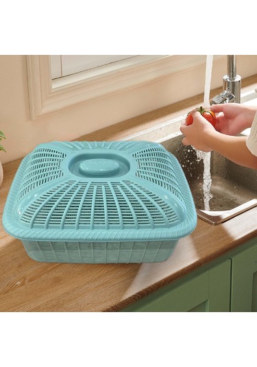 Suntek Kapaklı Meyve Sepeti Mutfak Aksesuarları Mavi-küçük