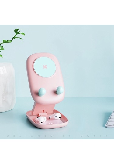 Cep Telefonu Tutucu Hafif Masa Seyahat Tablet Ekran Standı Cradle Dock Pembe