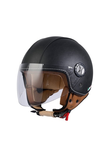 Sway Sw 701 Black Leather Yarım Açık Kask Siyah