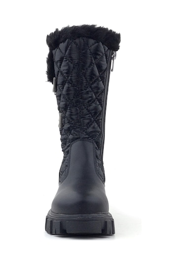 Rakerplus Siyah Uzun Fermuarlı Kurdeleli Kız Çocuk Yağmur Çizmesi Siyah