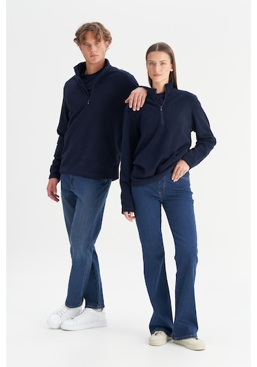 Erkek Lacı Anti-pilling Tüylenme Yapmayan Standart Fit Dik Yaka Polar Sweatshirt Lacı