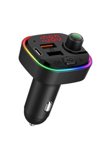 Springsun Siyah Bluetooth 5.0 Araç Fm Transistörü - 3 Şarj Portu Qc3.0 18w , Ses Aktarımı, Gürültü Engelleme Ve Kablosuz Konuşma Desteği