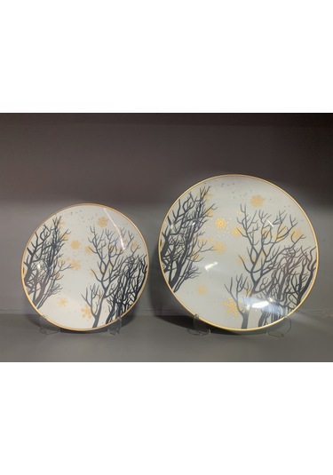 Fermato 12 Parça 6 Kişilik Porselen Pasta Ve Servis Tabağı Seti Giallo Serisi Çok Renkli