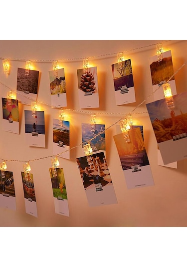 Çok Renkli Led Kart Fotoğraf Klipleri Led Dize Peri Işıklar Pil Kumandalı Led Noel Işık Garlands Düğün Sevgililer Duvar Dekorasyonu 1.3m 10led Çok Renkli