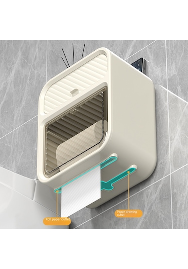 Yunboo Duvar Montlu Su Geçirmez Tuvalet Kağıdı Kutusu - Delme Olmayan Kurulum, Dayanıklı Malzeme, Beyaz Renk Diğer