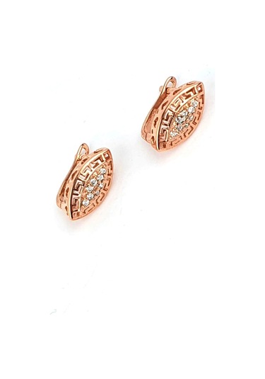 Zirkon Taşlı 925 Ayar Gümüş Rose Küpe N11.99044