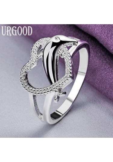 925 Ayar Gümüş Aaa Zirkon Yunus Kalpli Yüzük Moda Takı 10