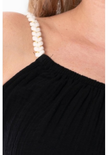 Askılı Alaçatı Yazlık Müslin Bluz Siyah Syh-siyah