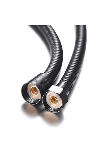 1.sınıf Dayanıklı Spiral Duş Hortumu Siyah Metal Örgülü 1.5 M Kyk1010 Siyah